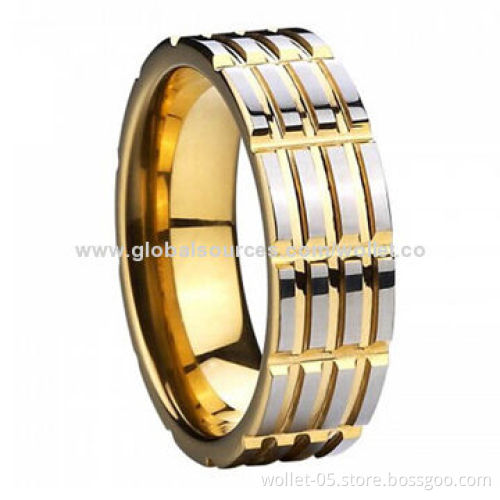 Gold Plating Fashionable Jewelry Tungsten Ring, Can be Customized Icons and Logos